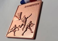 Médaille faite sur commande 70*50*4mm en métal de forme carrée pour des jeux de badminton d'équipe