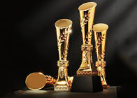 Bonification de fin d'année de forme de cylindre de trophée de Polyresin plaquée par or pour le personnel d'entreprise