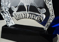 Trophée en cristal poli de boule de golf K9, trophée fait sur commande de Golf Club de logo