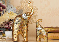 Statue animale de figurine d'éléphant de couleur d'or de métiers de décorations de maison de résine
