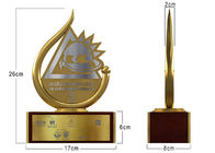 Or brillant de trophées faits sur commande en métal d'entreprise plaqué avec le logo de relief