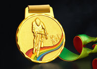 Cycle emballant les médailles et les rubans faits sur commande de sports en métal 110 grammes pour le championnat