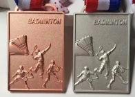 Médaille faite sur commande 70*50*4mm en métal de forme carrée pour des jeux de badminton d'équipe