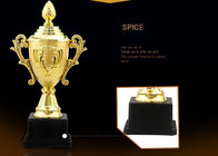 Type plaqué par or tasse en plastique de trophée, trophée fait sur commande de tasse de sports de logo